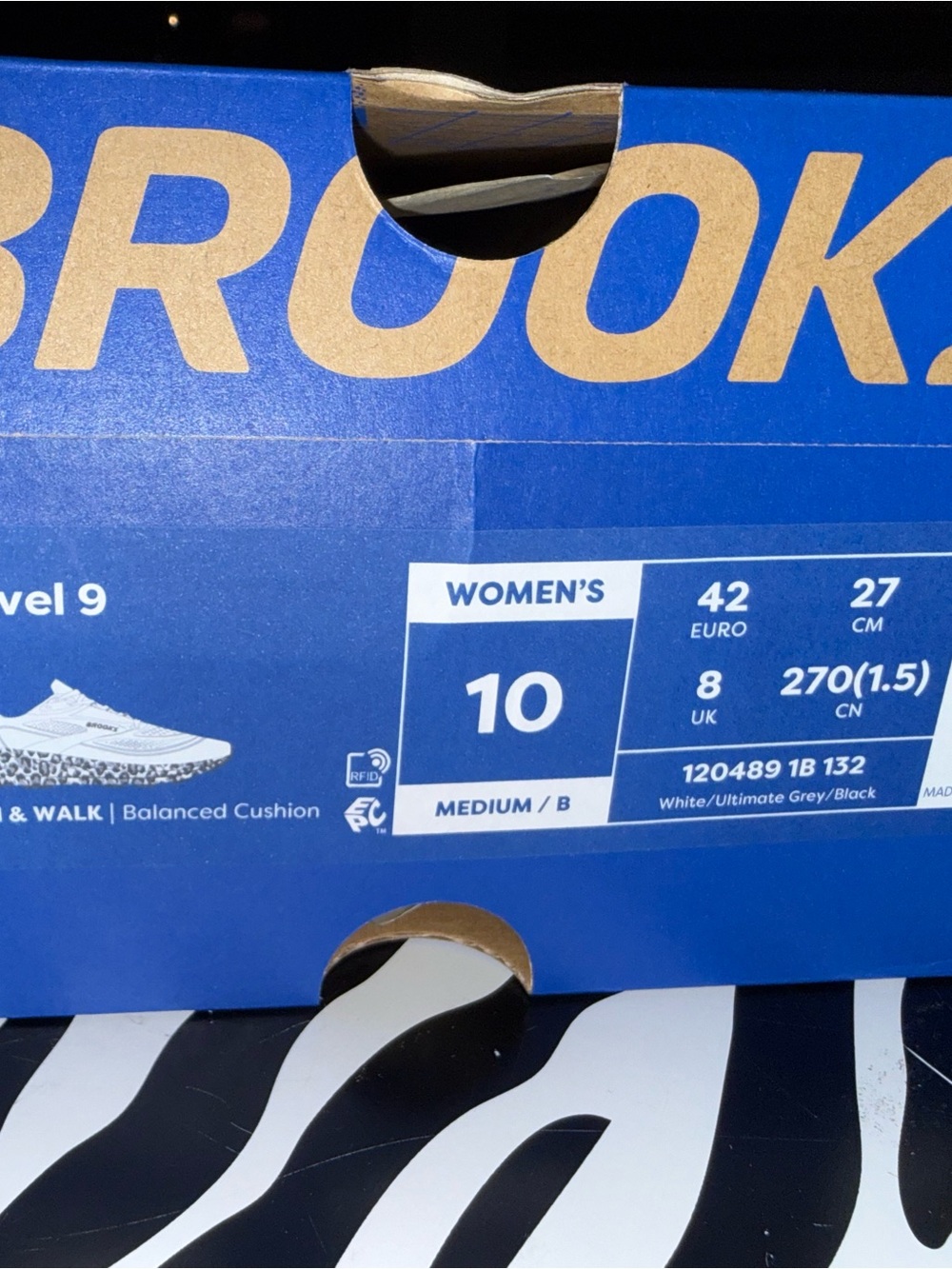 Brooks Women's White/Ultimate Grey/Black Running Shoes - Size 10